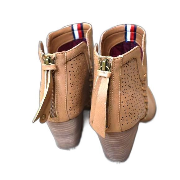 Tommy Hilfiger Brown Stacked Heel Ankle Boots Women’s 9.5 Almond Toe Zip - Picture 4 of 12